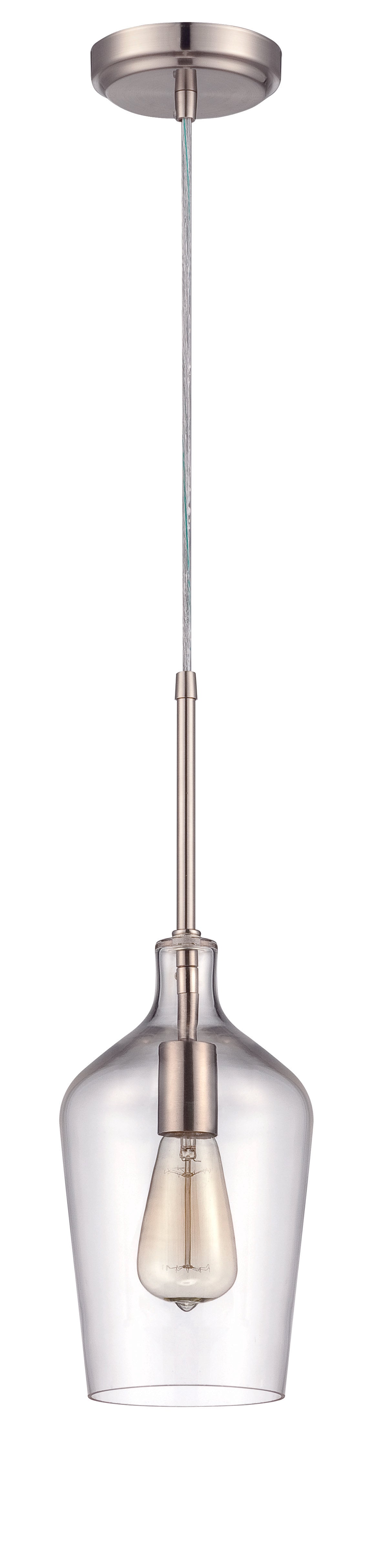 Antique Hardware 1 Light Mini Pendant in Brushed Polished Nickel Pendant