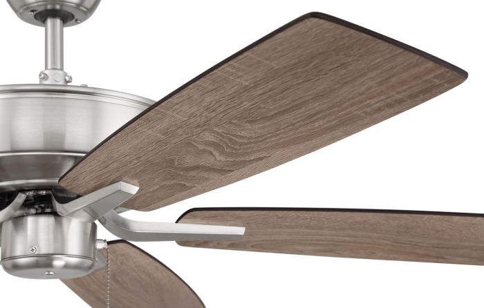 52" Pro Plus Fan in Brushed Polished Nickel w/ Driftwood/Grey Walnut Blades