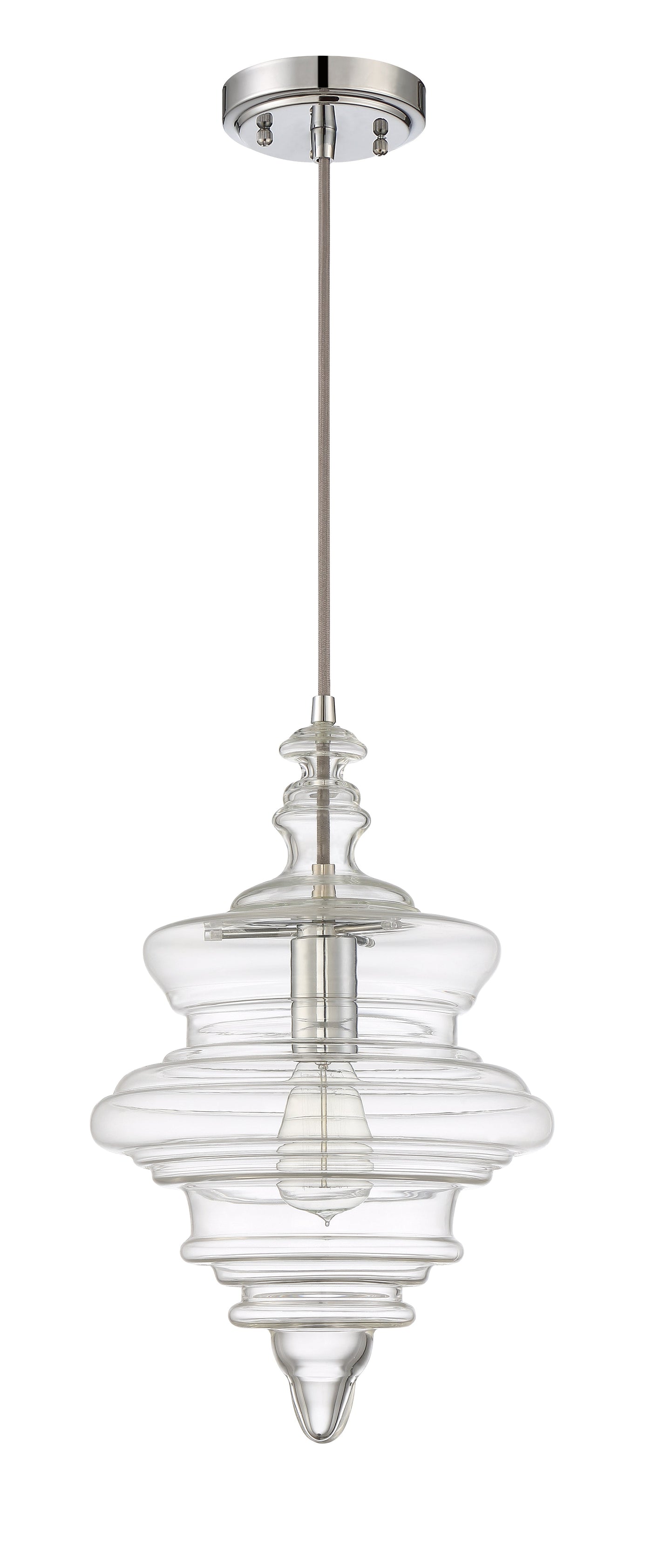 Antique Hardware 1 Light Mini Pendant with Cord in Chrome Pendant