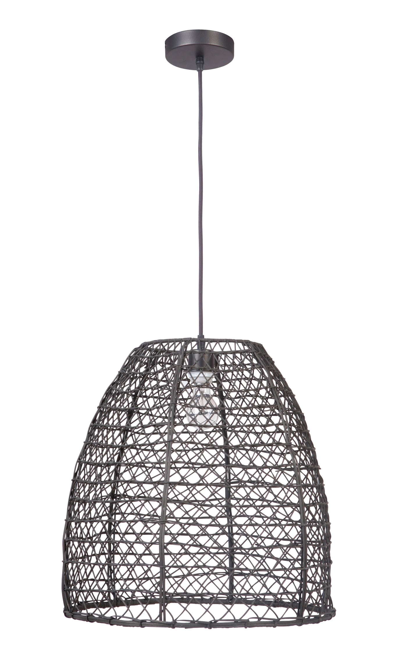 Antique Hardware 1 Light Woven Pendant in Matte Black Pendant