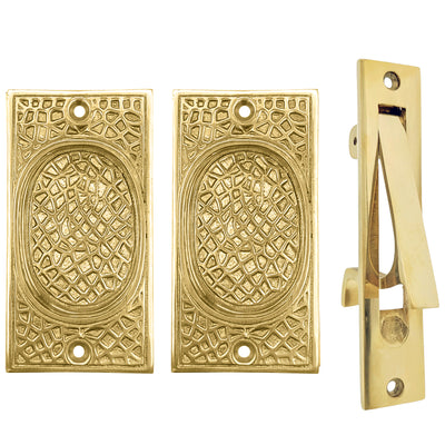 ##Antique Hardware## Craftsman Pattern Pocket Door Set (Several Finishes Available)