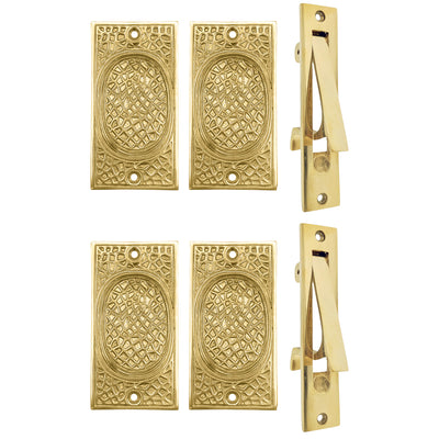 ##Antique Hardware## Craftsman Pattern Pocket Door Set (Several Finishes Available)