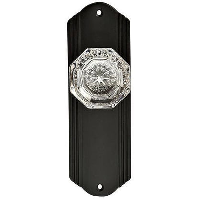 ##Antique Hardware## Art Deco Long Backplate Door Set with Octagon Crystal Door Knobs (Several Finishes Available)