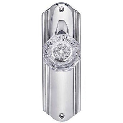 ##Antique Hardware## Art Deco Long Backplate Door Set with Octagon Crystal Door Knobs (Several Finishes Available)