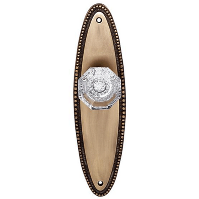 ##Antique Hardware## Oval Beaded Backplate Door Set with Octagon Crystal Door Knobs (Several Finishes)