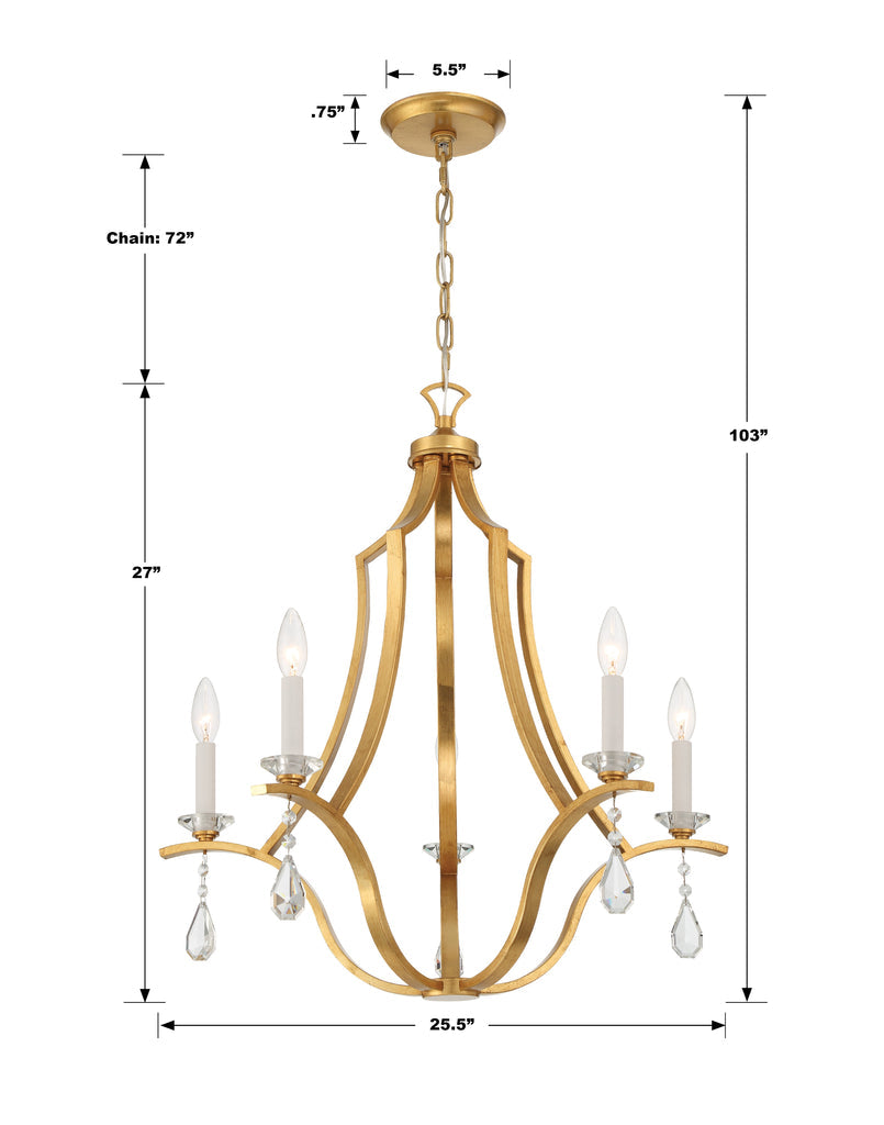 ##Antique Hardware## Perry 5 Light Antique Gold Chandelier