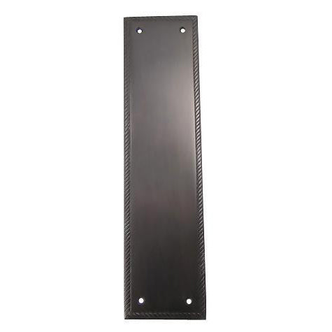 ##Antique Hardware## Open Box Sale Item 11 1/2 Inch Georgian Roped Style Door Push Plate (Oil Rubbed Bronze Finish)