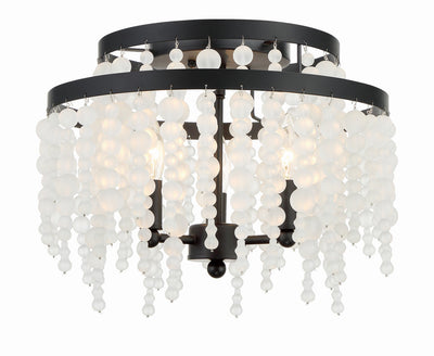 ##Antique Hardware## Poppy 3 Light Matte Black Semi Flush Mount