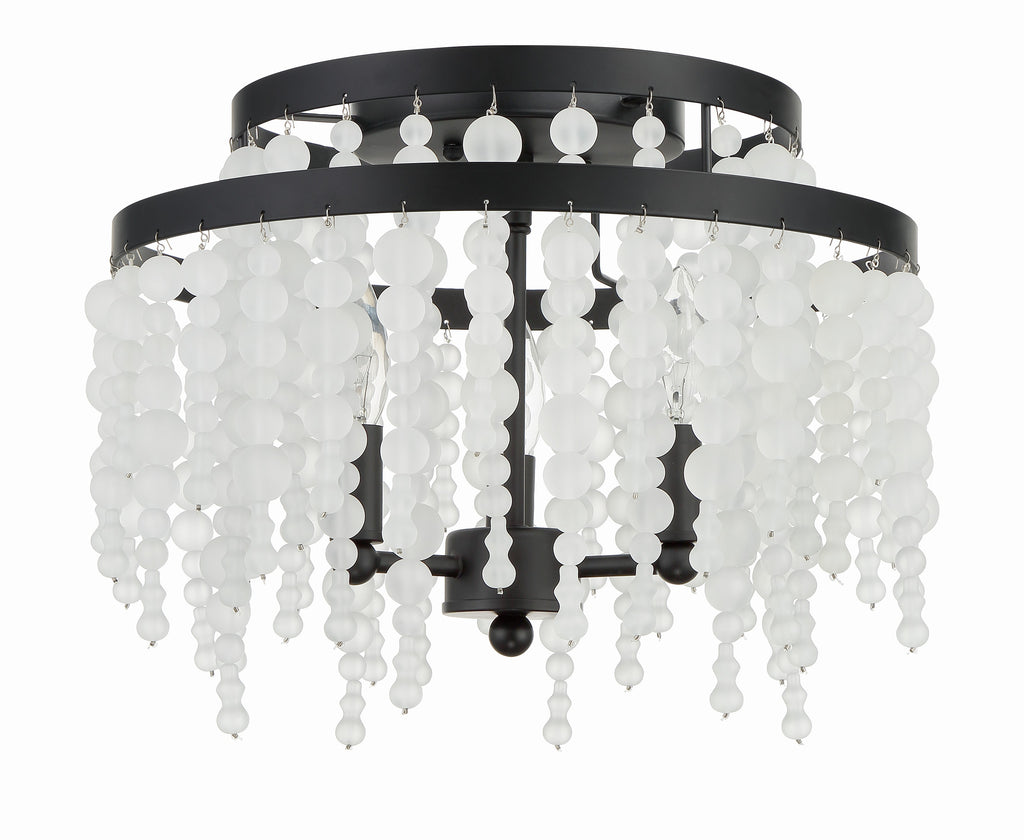 ##Antique Hardware## Poppy 3 Light Matte Black Semi Flush Mount