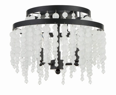 ##Antique Hardware## Poppy 3 Light Matte Black Semi Flush Mount