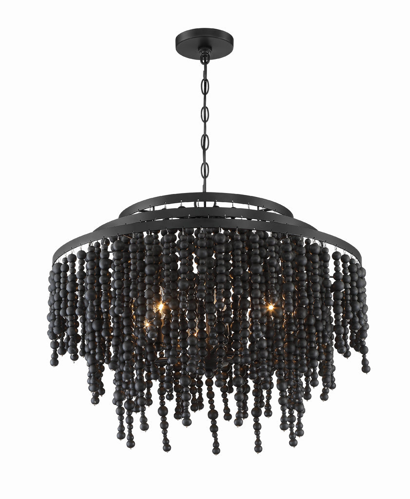 ##Antique Hardware## Poppy 6 Light Matte Black Chandelier