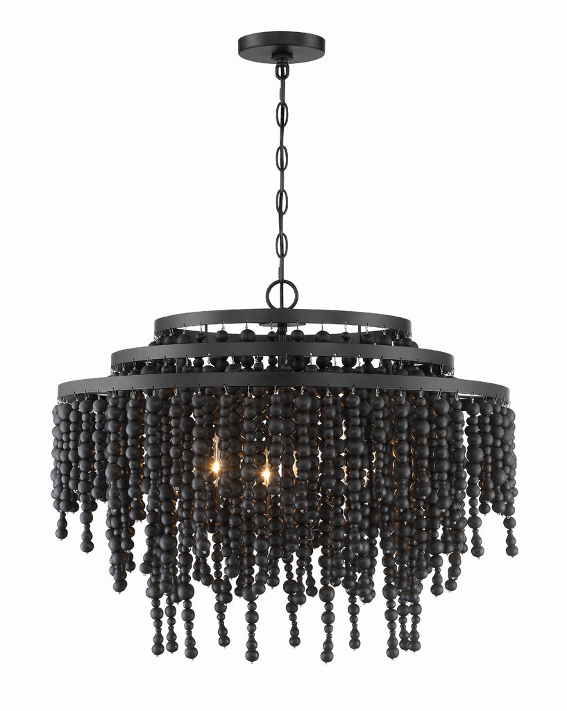 ##Antique Hardware## Poppy 6 Light Matte Black Chandelier