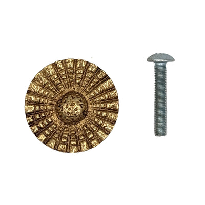 ##Antique Hardware## 1 Inch Solid Brass Art Deco Style Round Cabinet and Furniture Knob