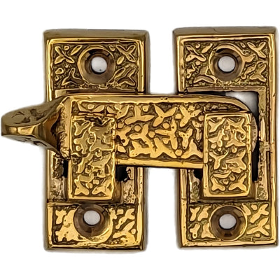 ##Antique Hardware## Solid Brass Rice Pattern Cabinet Latch (Several Finishes Available)