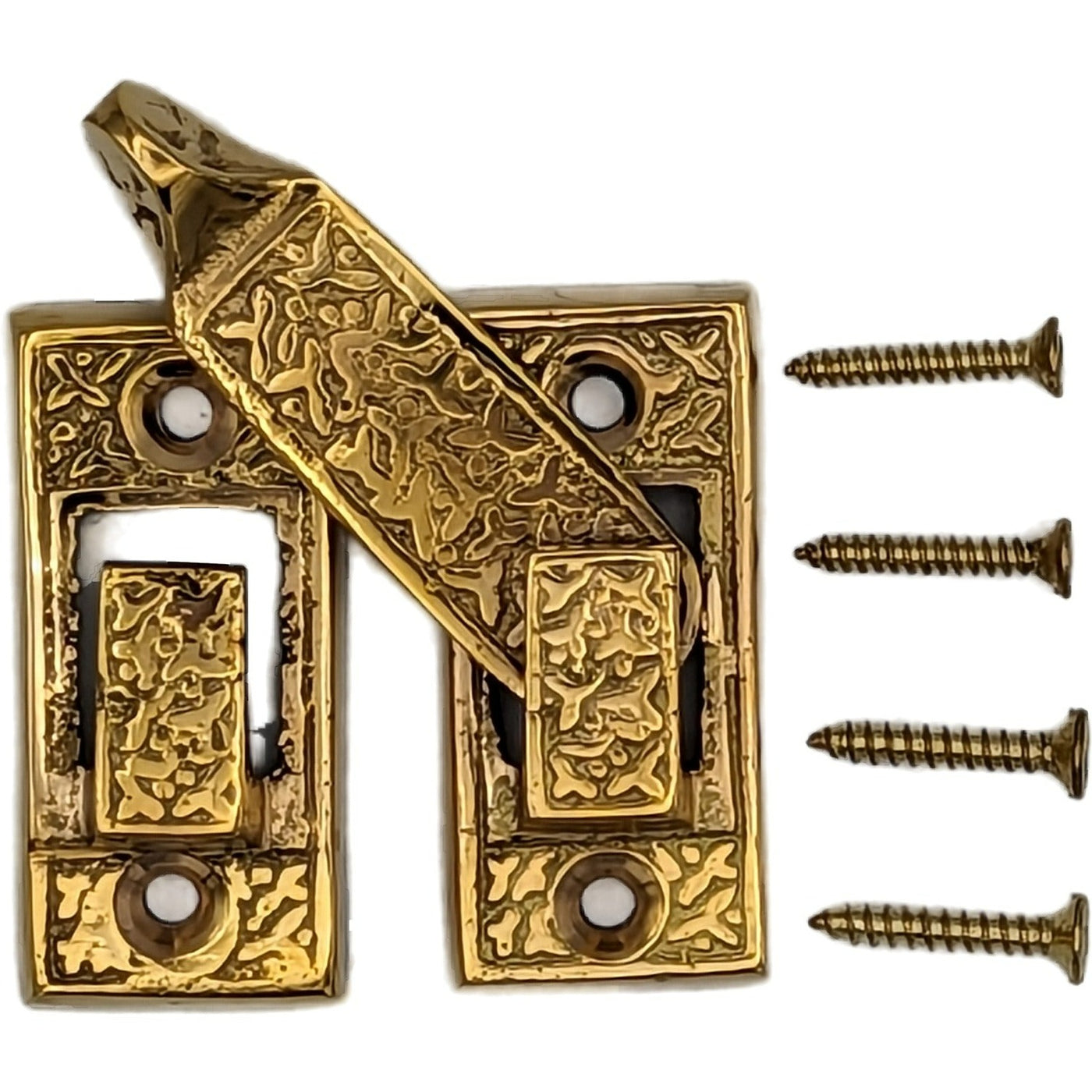 ##Antique Hardware## Solid Brass Rice Pattern Cabinet Latch (Several Finishes Available)