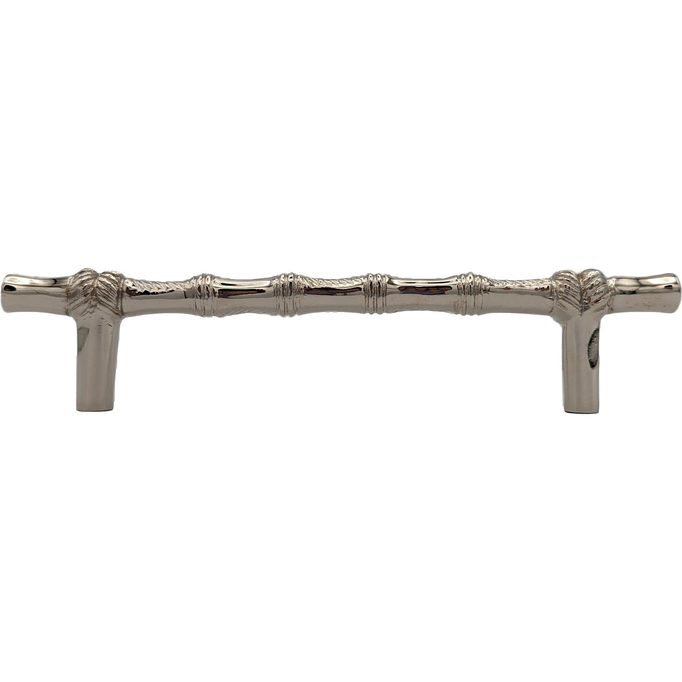 ##Antique Hardware## 6 Inch Overall (4 1/2 Inch c-c) Japanese Bamboo Pull (Polished Nickel Finish)