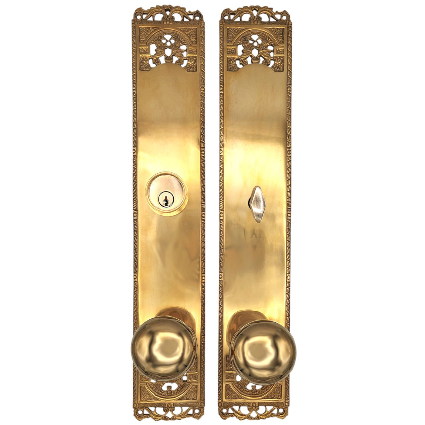 ##Antique Hardware## Long Cornice Plate Single Door Deadbolt Entryway Set