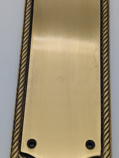 ##Antique Hardware## Open Box Sale Item 12 Inch Georgian Oval Roped Style Door Push Plate (Antique Brass Finish)