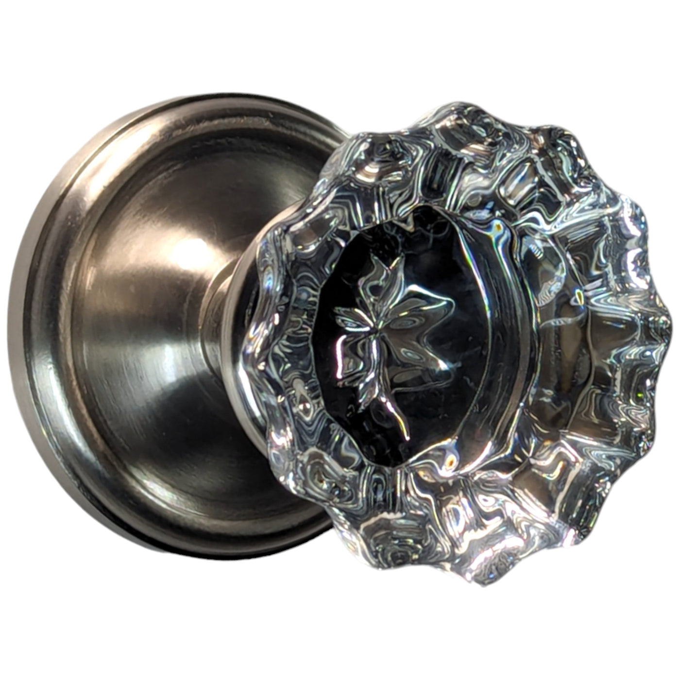 ##Antique Hardware## Traditional Rosette Door Set with Fluted Crystal Door Knobs (Several Finishes Available)