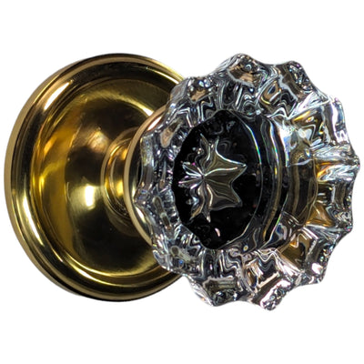 ##Antique Hardware## Traditional Rosette Door Set with Fluted Crystal Door Knobs (Several Finishes Available)