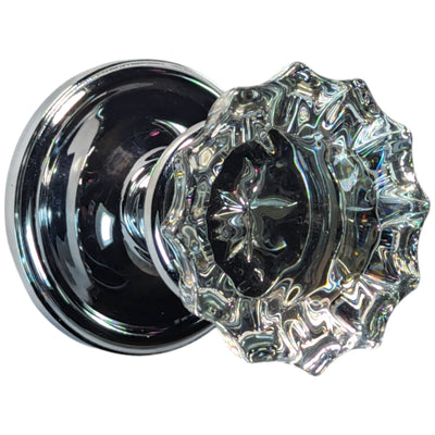 ##Antique Hardware## Traditional Rosette Door Set with Fluted Crystal Door Knobs (Several Finishes Available)