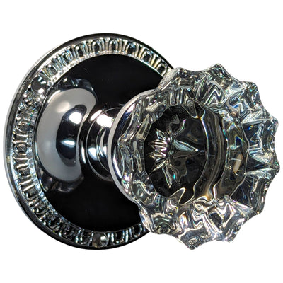 ##Antique Hardware## Glass Fluted Doorknob Set with Egg & Dart Rosette (Several Finishes Available)