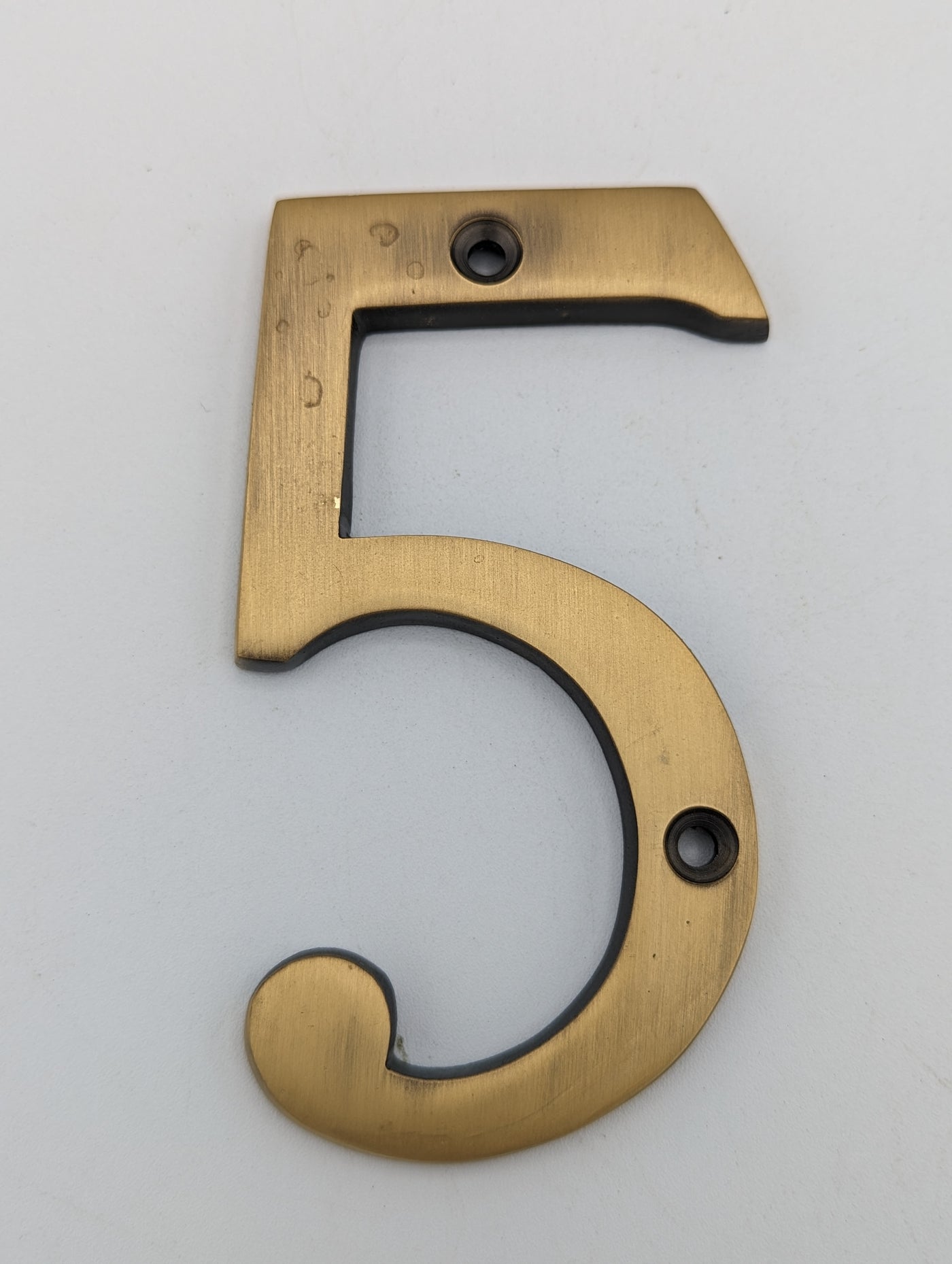 ##Antique Hardware## Open Box Sale Item 4 Inch Tall House Number 5 (Antique Brass Finish)