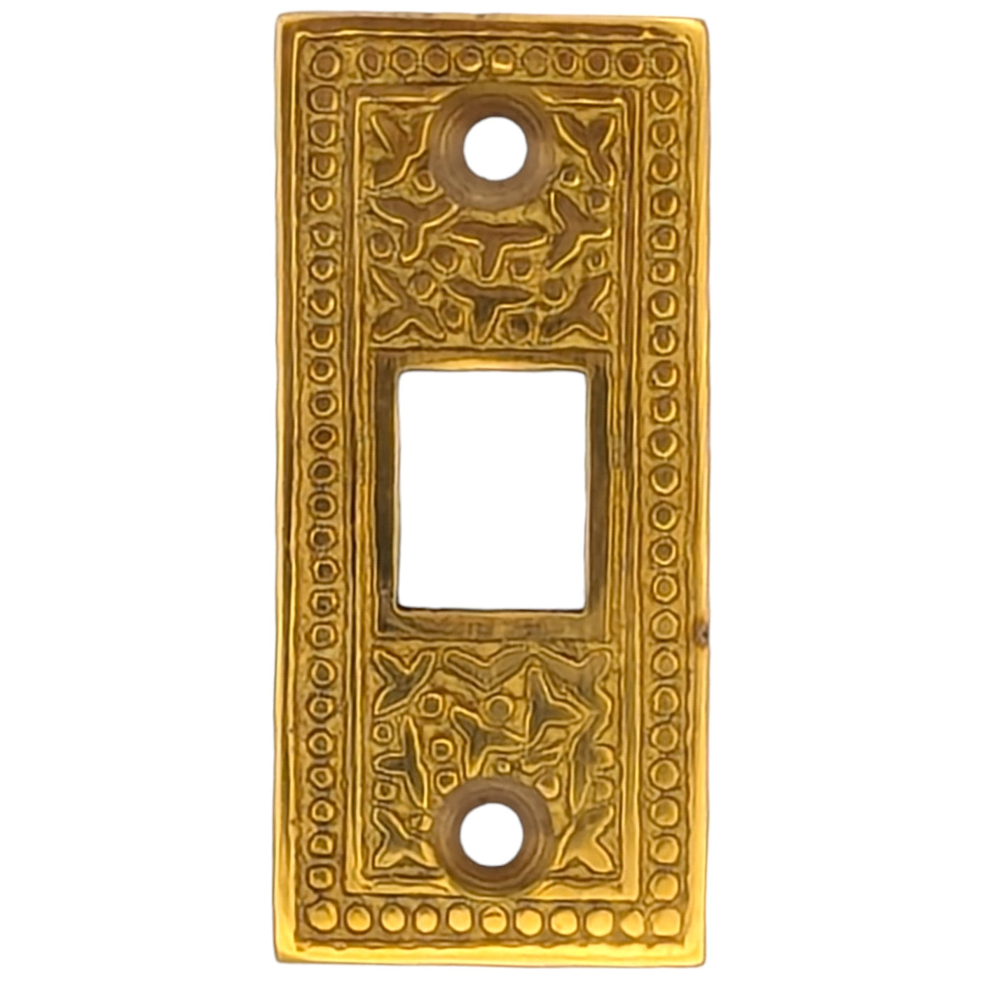 ##Antique Hardware## 2 1/4 Inch Solid Brass Rice Pattern Pocket Door Strike Plate