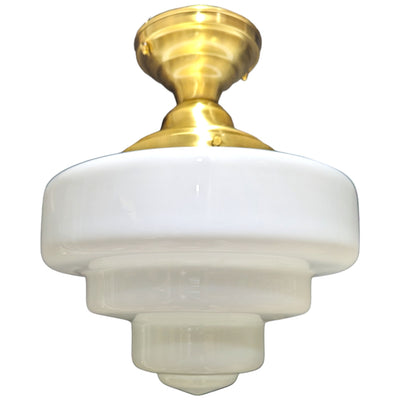 ##Antique Hardware## 15 1/2 Inch Manhattan Skyscraper Nouveau Style Semi-Flush Mount Light (Satin Brass Finish)