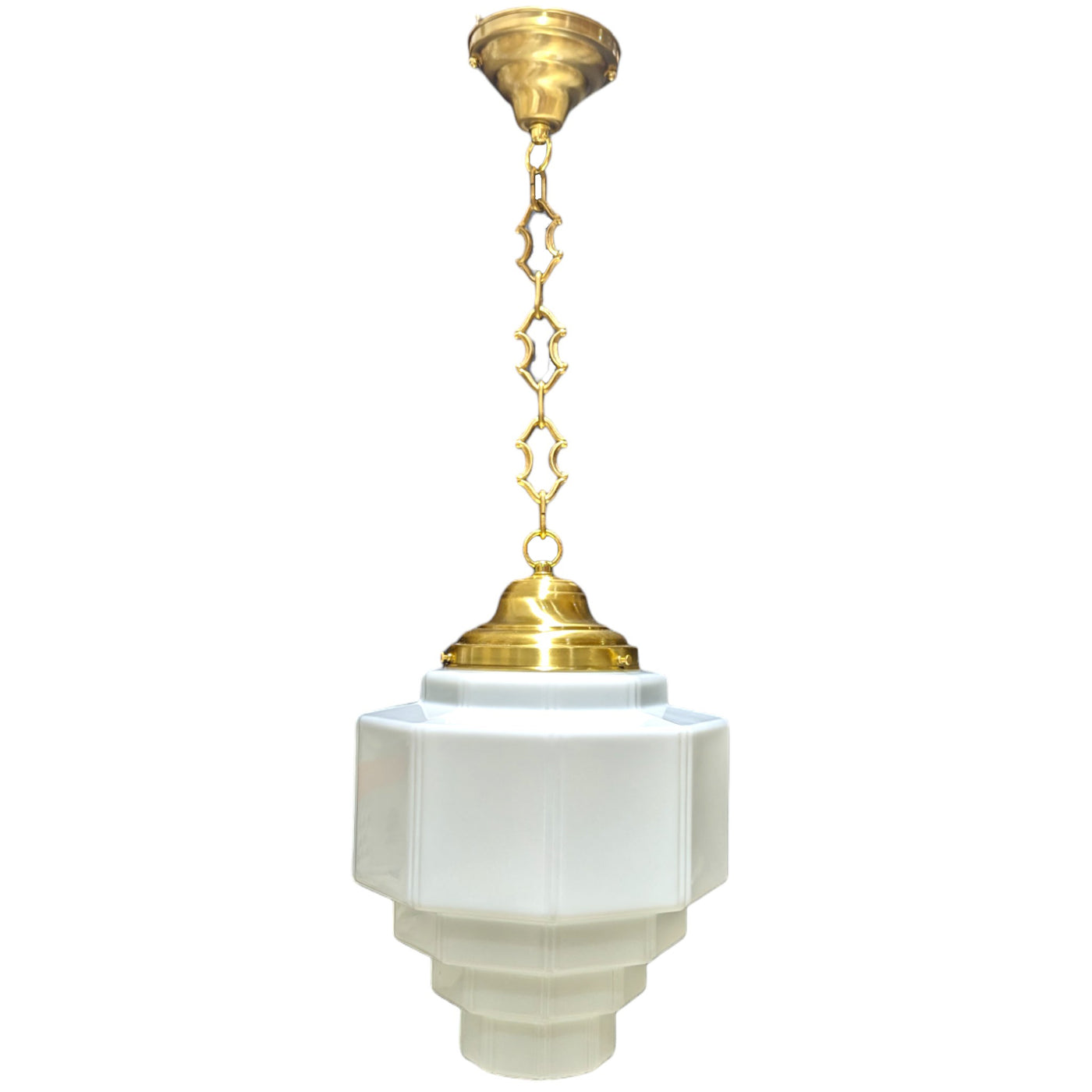 Antique Hardware 34 1/2 Inch Manhattan Skyscraper Grandeur Style Chain Light (Satin Brass Finish) 