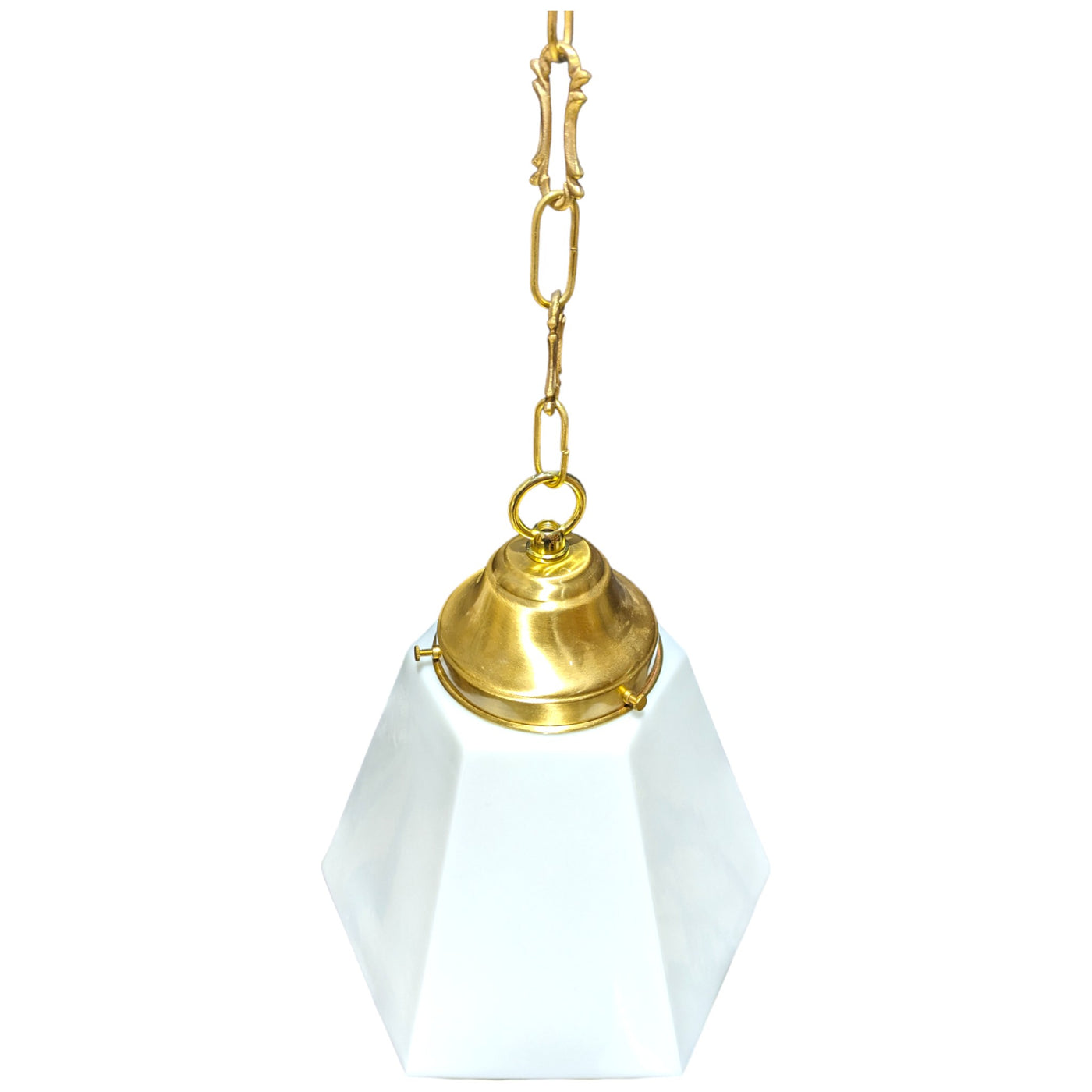 ##Antique Hardware## 38 1/2 Inch Manhattan Skyscraper Prism Style Chain Light (Satin Brass Finish)