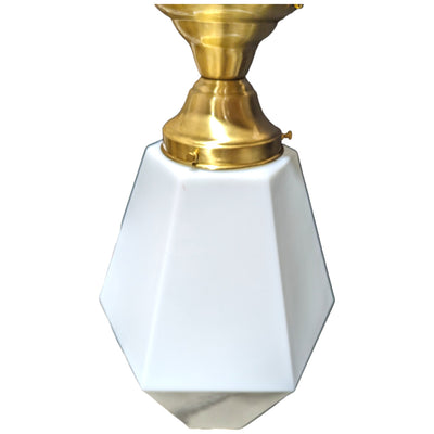 ##Antique Hardware## 20 Inch Manhattan Skyscraper Prism Style Semi-Flush Mount Light (Satin Brass Finish)