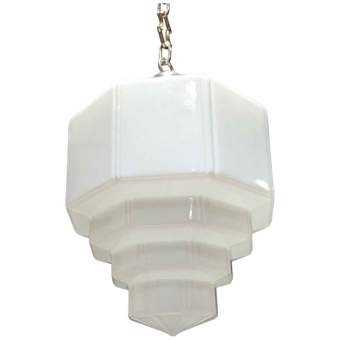 ##Antique Hardware## 34 1/2 Inch Manhattan Skyscraper Grandeur Style Chain Light (Brushed Nickel Finish)