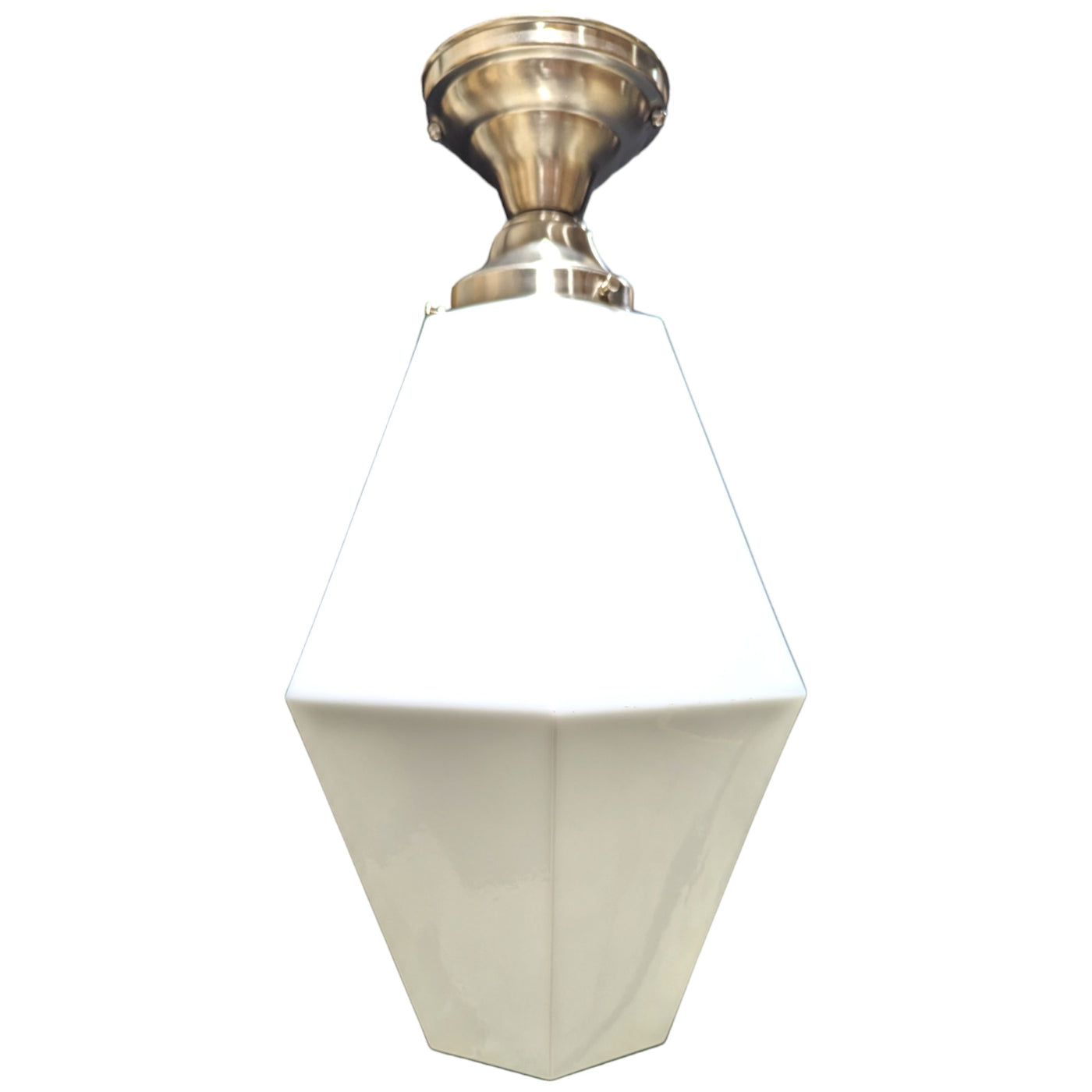 ##Antique Hardware## 20 Inch Manhattan Skyscraper Prism Style Semi-Flush Mount Light (Brushed Nickel Finish)