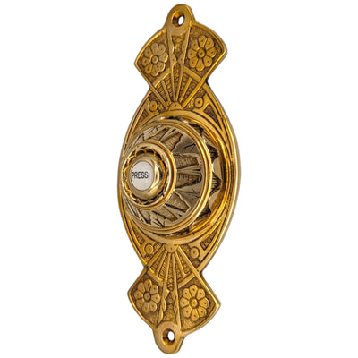 ##Antique Hardware## 5 5/8 Inch Art Nouveau Flower Doorbell