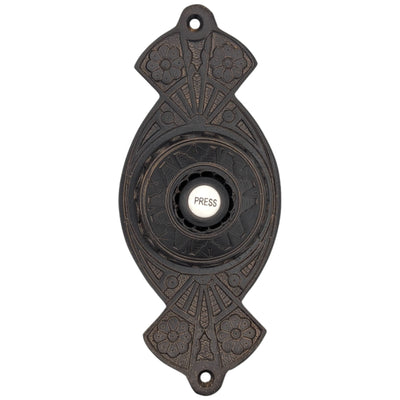 ##Antique Hardware## 5 5/8 Inch Art Nouveau Flower Doorbell