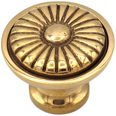 ##Antique Hardware## 1 1/4 Inch Solid Brass Vintage Art Deco Fan Cabinet and Furniture Knob