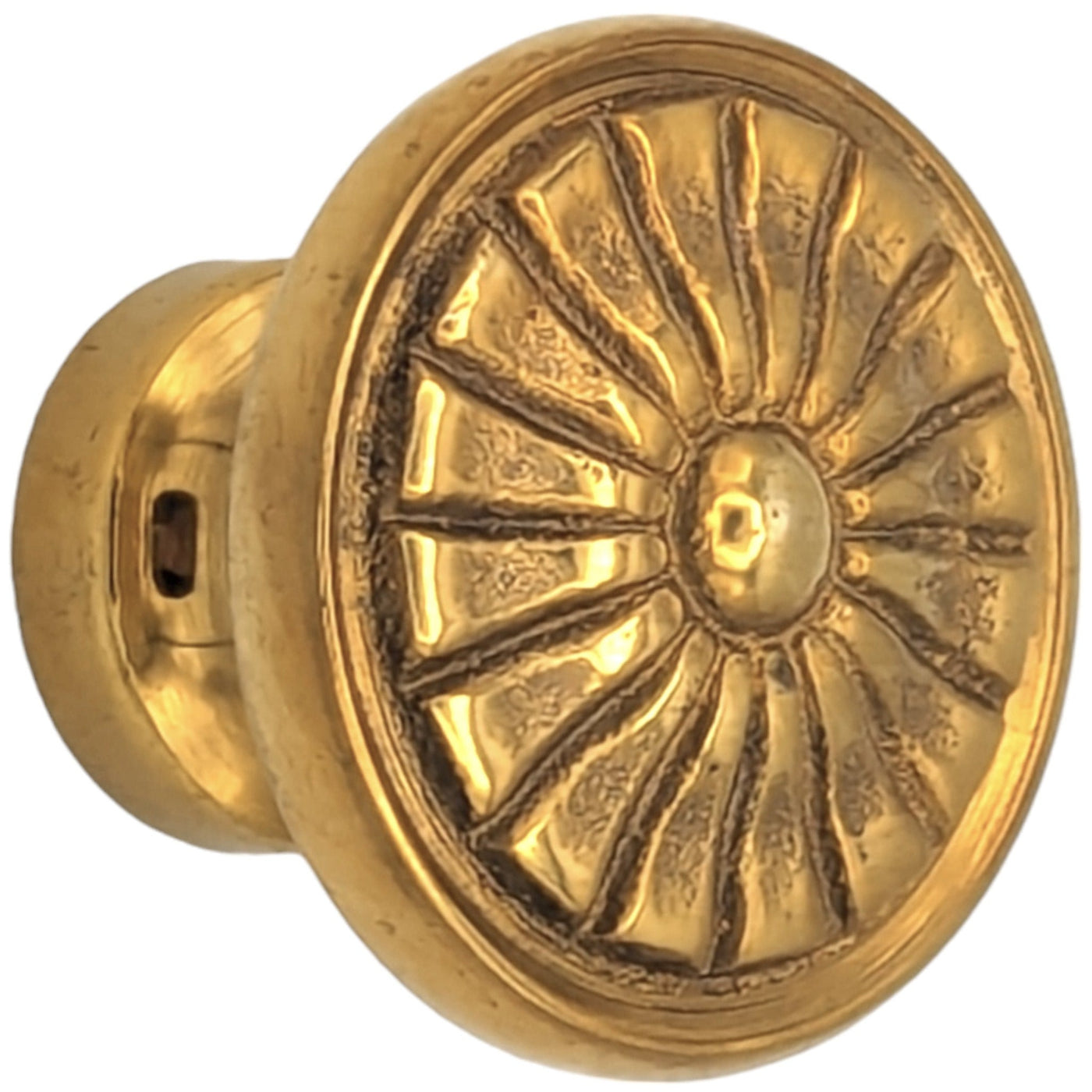 Antique Hardware 1 1/3" Solid Brass Round Vintage Fan Cabinet and Furniture Knob CABINET KNOB