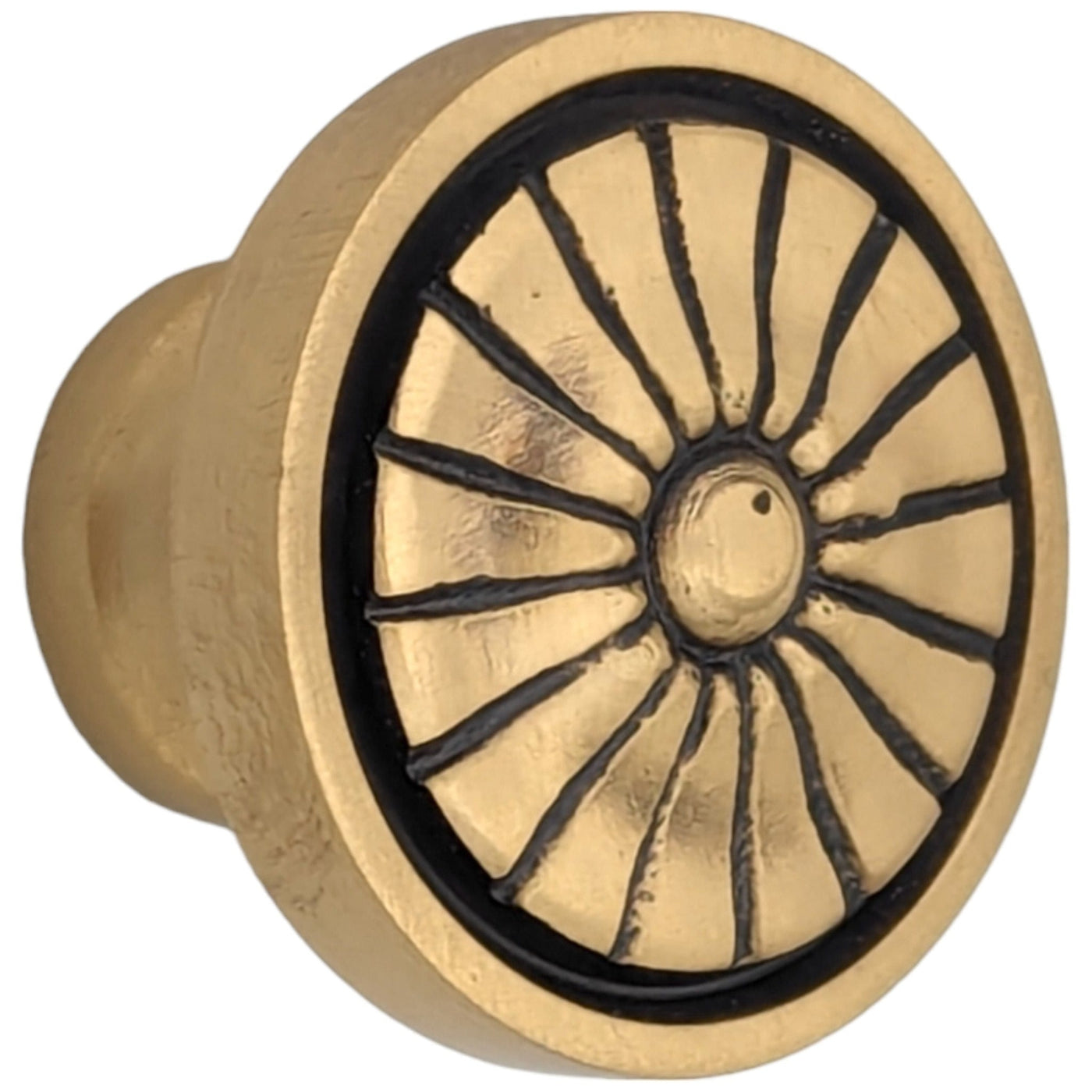 Antique Hardware 1 1/3" Solid Brass Round Vintage Fan Cabinet and Furniture Knob CABINET KNOB