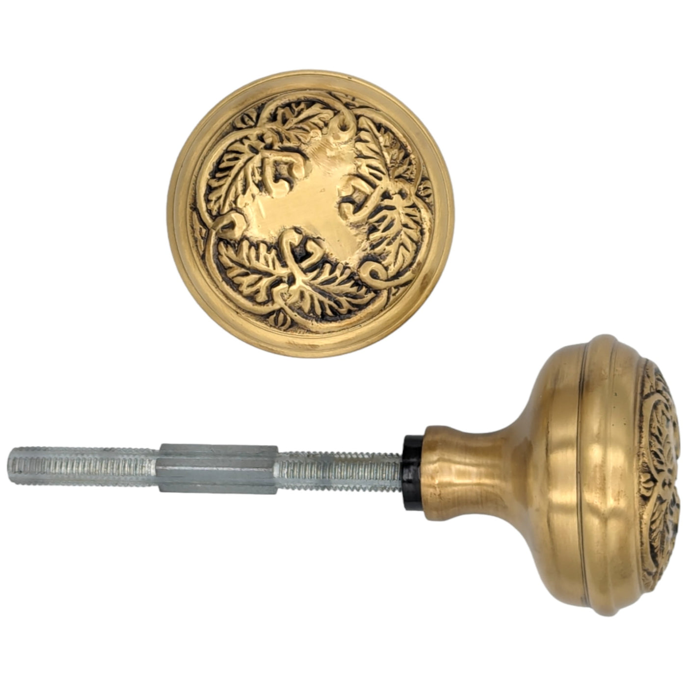 ##Antique Hardware## Floral Leaf Solid Brass Spare Door Knob Set (Several Finishes Available)