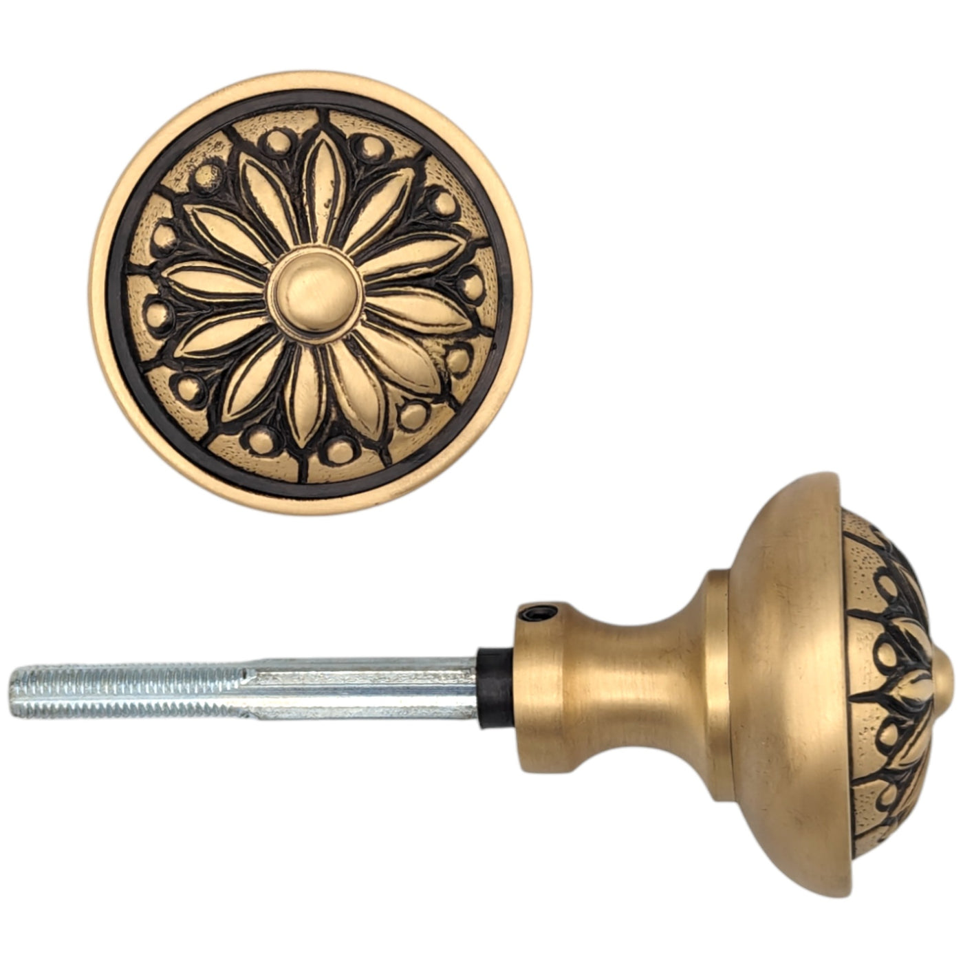 ##Antique Hardware## Floral Imprint Solid Brass Spare Door Knob Set (Several Finishes Available)