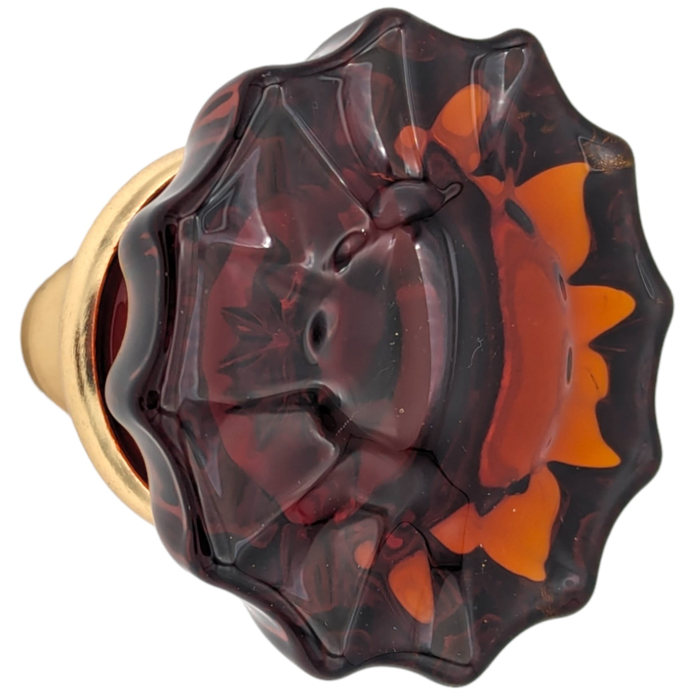 ##Antique Hardware## Amber Fluted Crystal Spare Door Knob Set (Several Finishes Available)