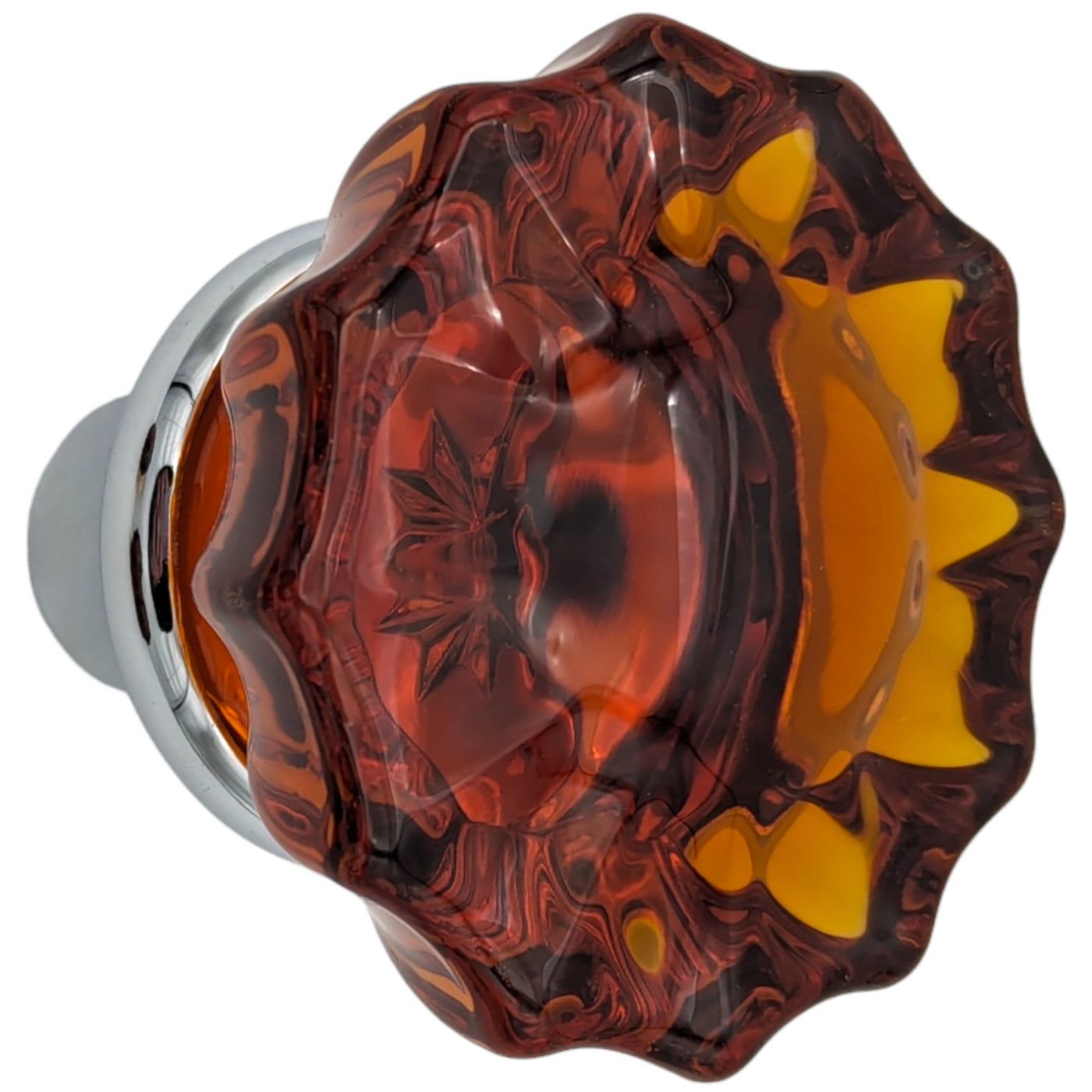 ##Antique Hardware## Amber Fluted Crystal Spare Door Knob Set (Several Finishes Available)