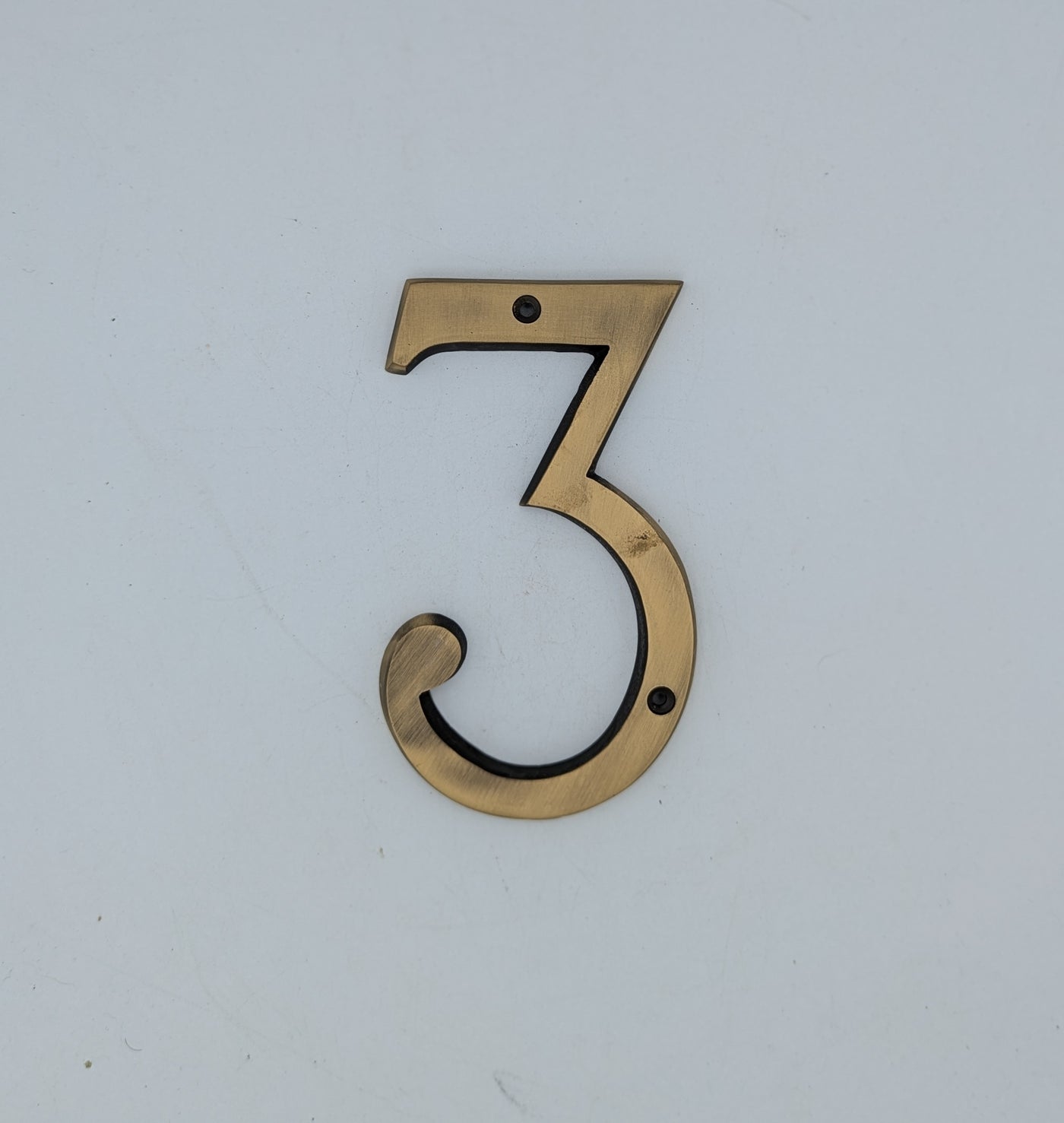 ##Antique Hardware## Open Box Sale Item 6 Inch Tall House Number 3 (Antique Brass Finish)