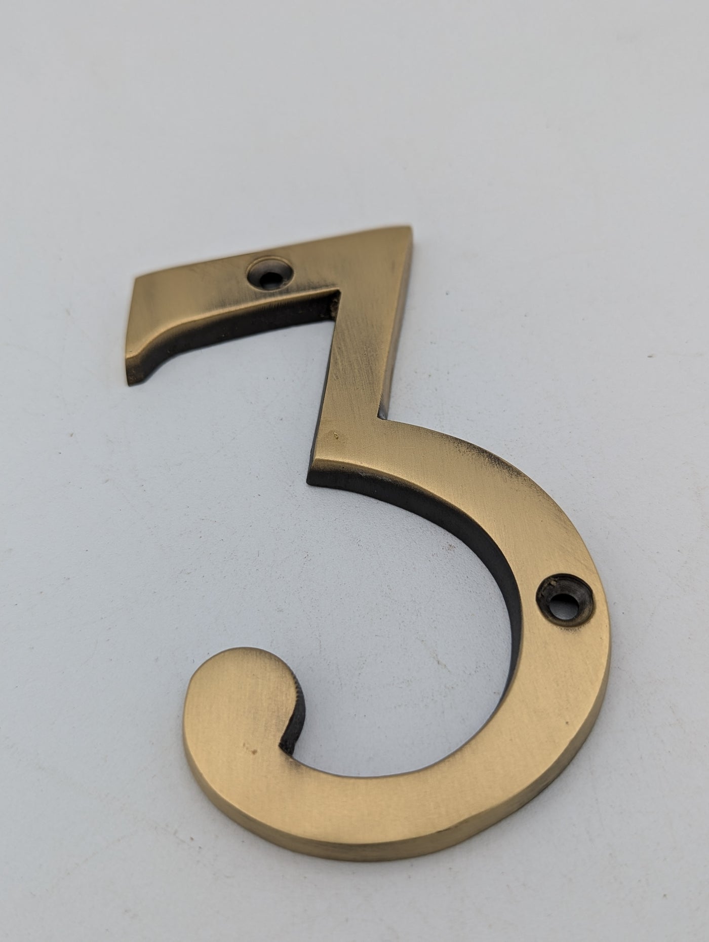 ##Antique Hardware## Open Box Sale Item 4 Inch Tall House Number 3 (Antique Brass Finish)