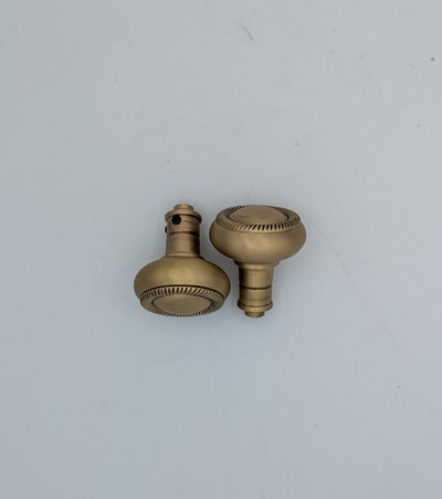 ##Antique Hardware## Open Box Sale Item Georgian Roped Solid Brass Spare Door Knob Set (Antique Brass Finish)