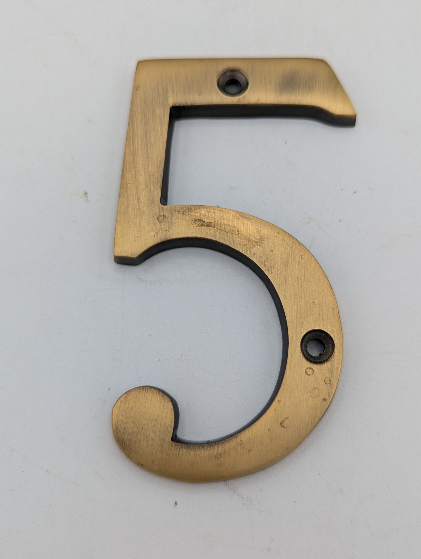 ##Antique Hardware## Open Box Sale Item 4 Inch Tall House Number 5 (Antique Brass Finish)