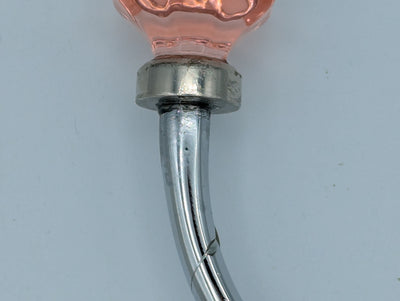 ##Antique Hardware## Open Box Sale Item 7 Inch Solid Brass Coat Hook & Old Town Pink Glass Knob