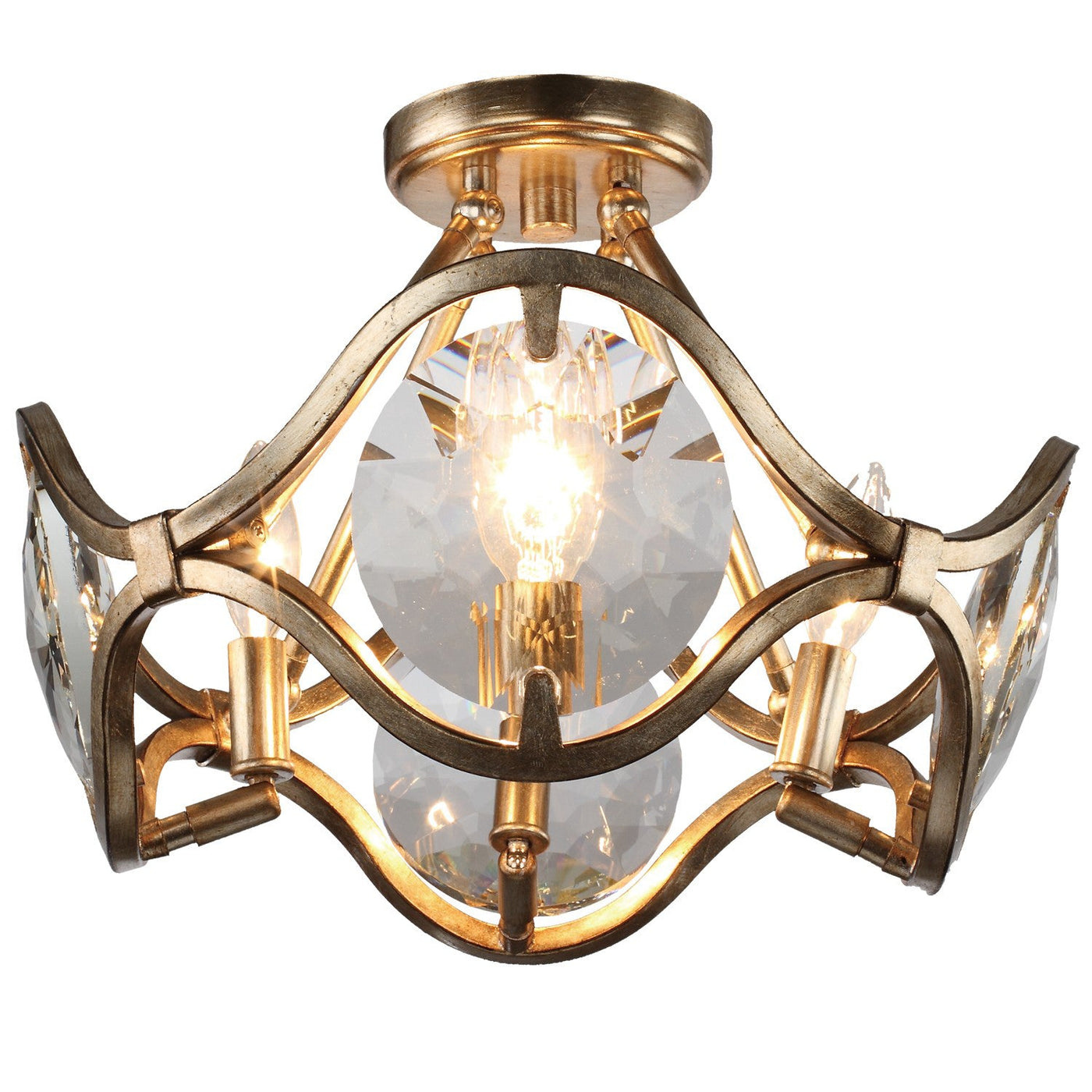 ##Antique Hardware## Quincy 4 Light Distressed Twilight Semi Flush Mount