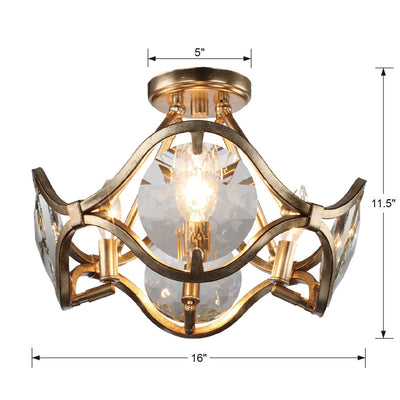 ##Antique Hardware## Quincy 4 Light Distressed Twilight Semi Flush Mount